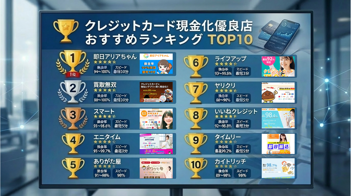 クレジットカード現金化優良店おすすめランキングTOP10